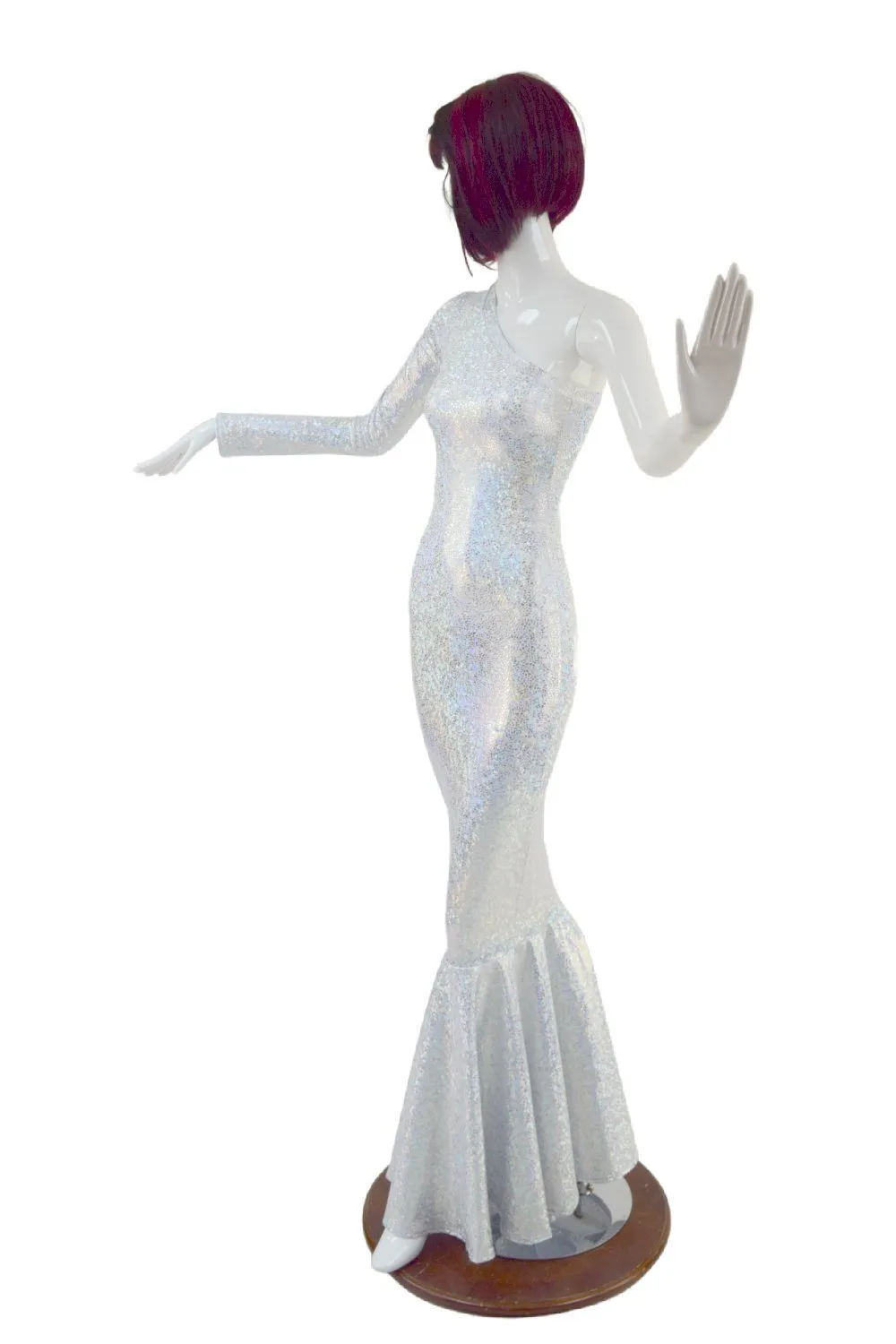One Shoulder Wiggle Gown with Fishtail Hemline