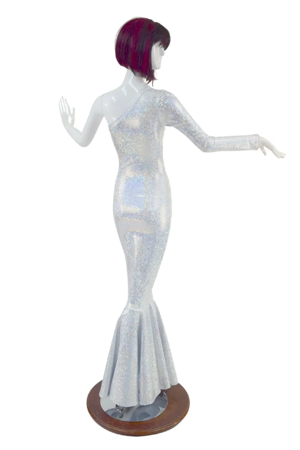 One Shoulder Wiggle Gown with Fishtail Hemline