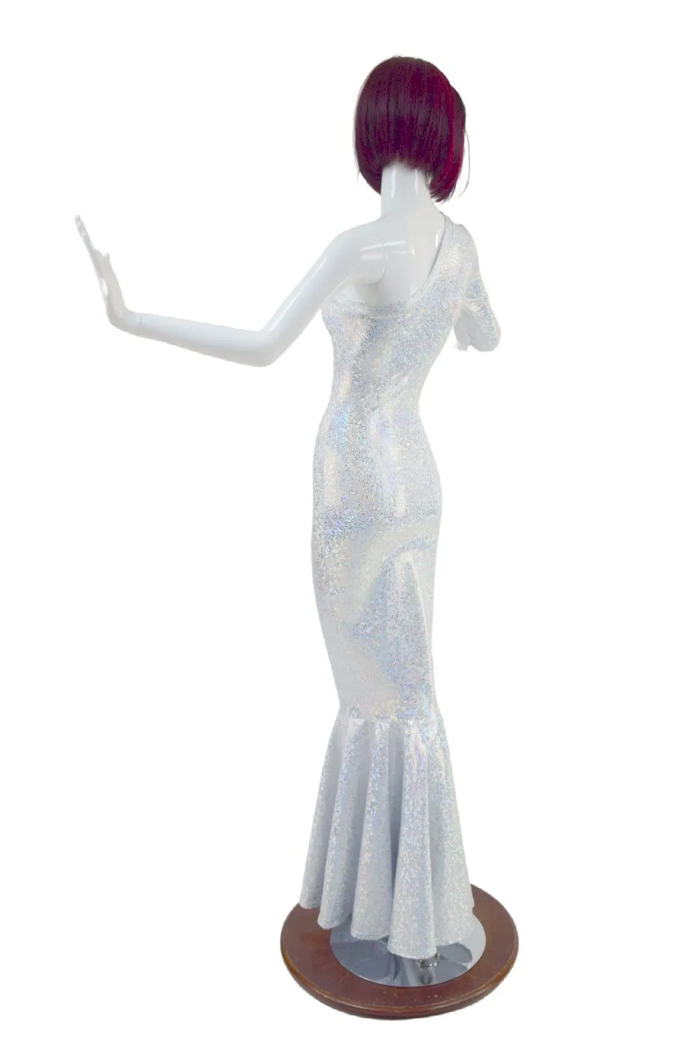 One Shoulder Wiggle Gown with Fishtail Hemline