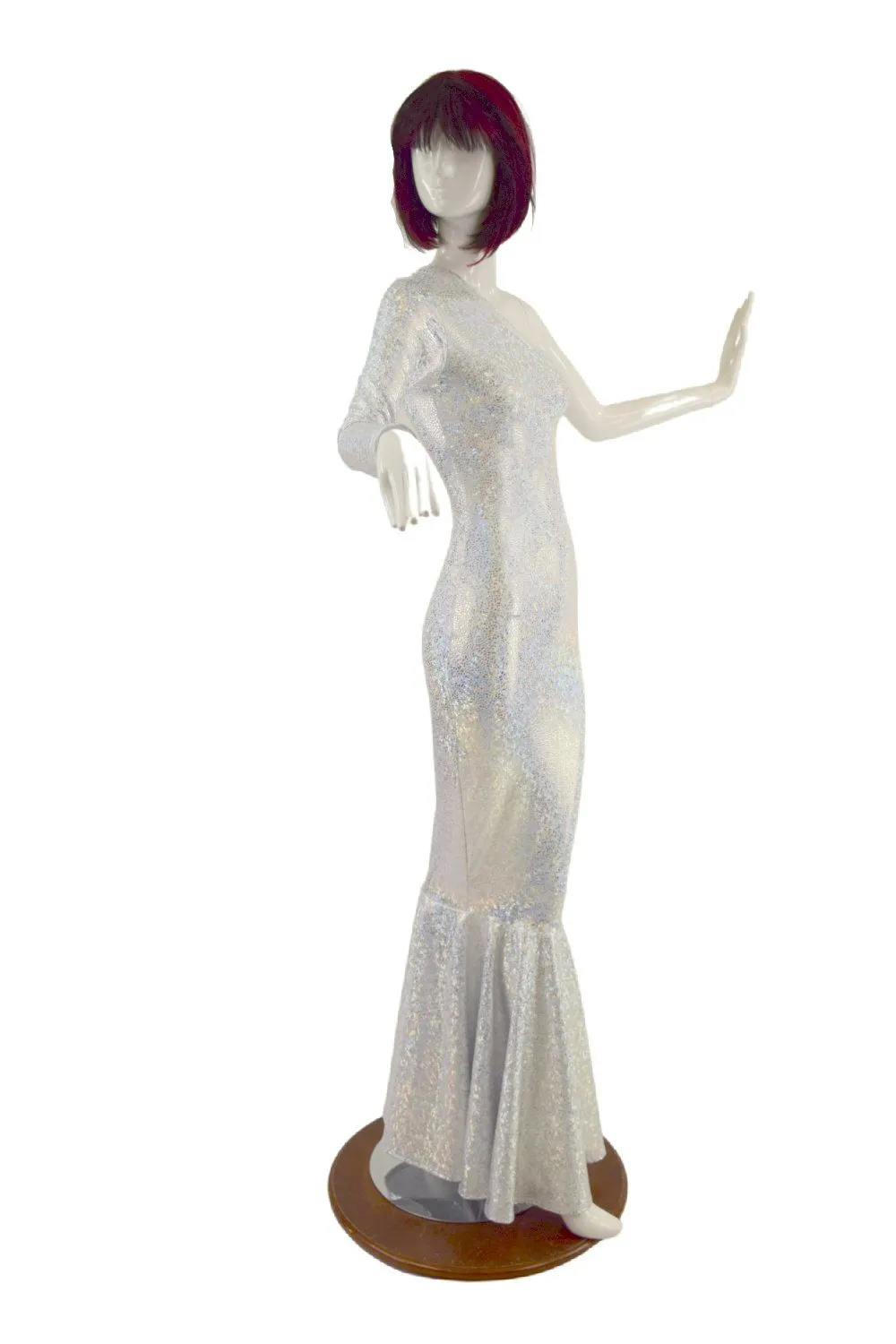 One Shoulder Wiggle Gown with Fishtail Hemline