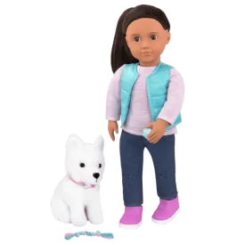 Our Generation 18Inch(45cm) Professional Doll Cassie The Dog Trainer With Pet Dog