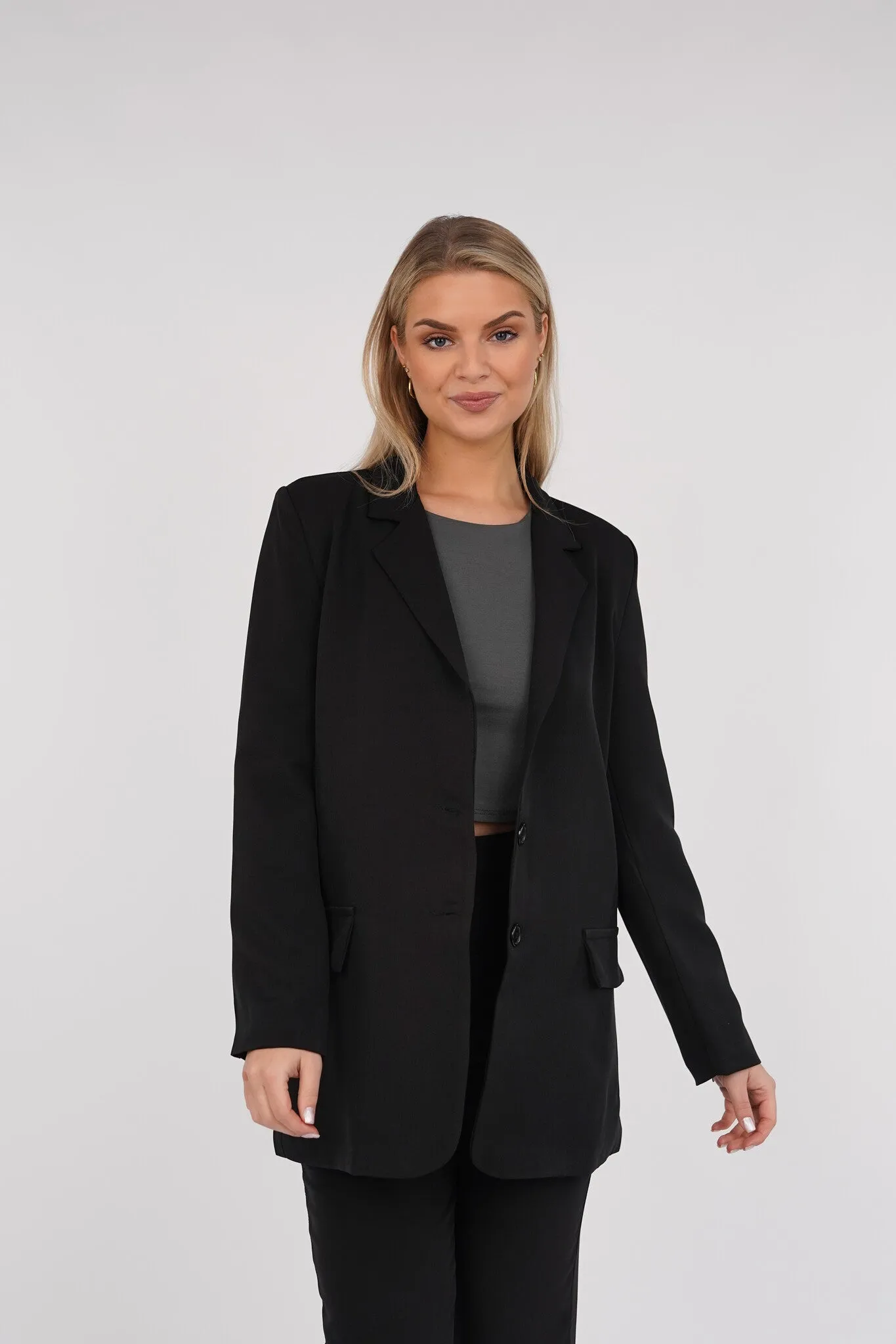 Oversized blazer zwart met lange mouwen - Ariane