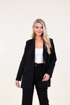Oversized blazer zwart met lange mouwen - Ariane