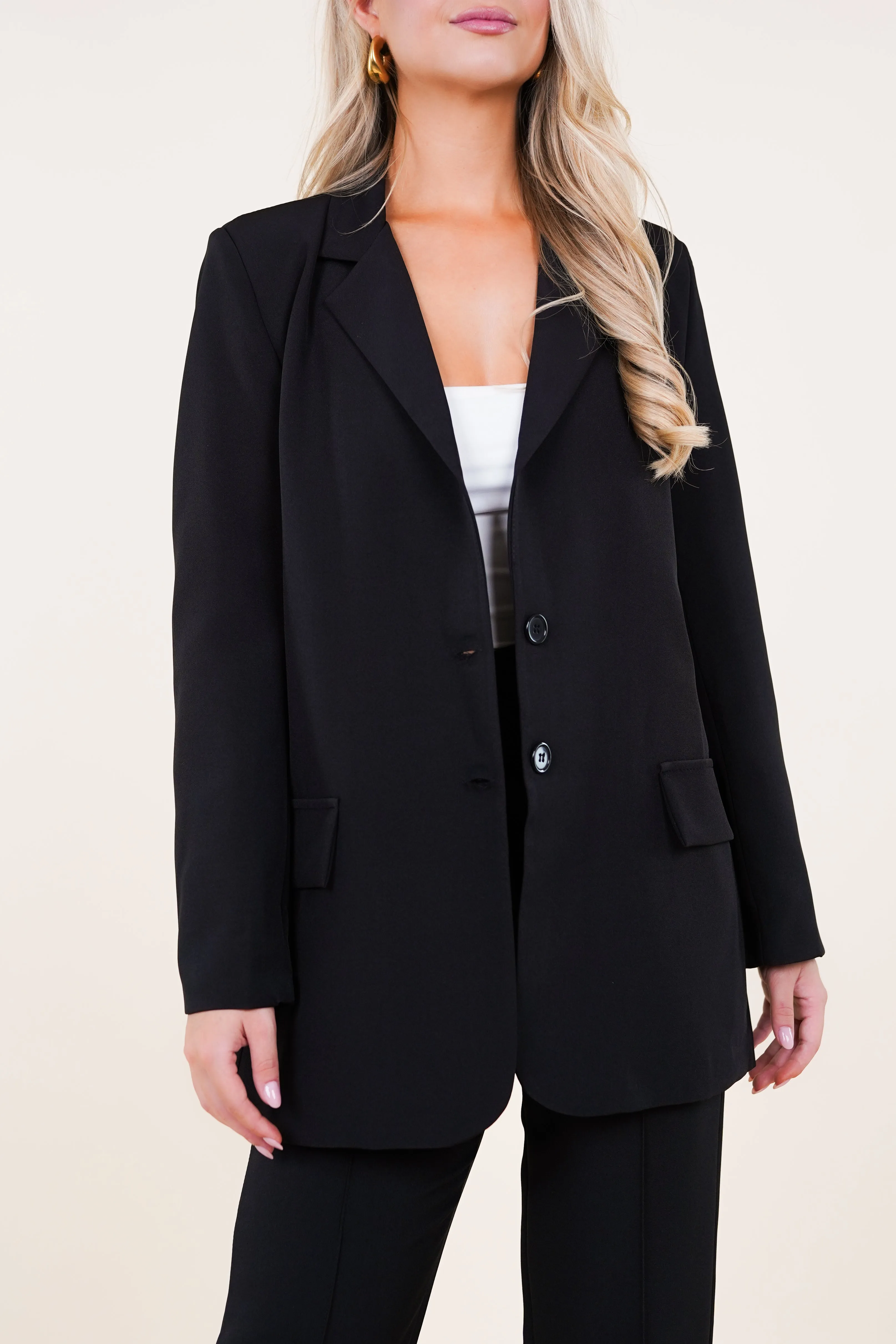 Oversized blazer zwart met lange mouwen - Ariane
