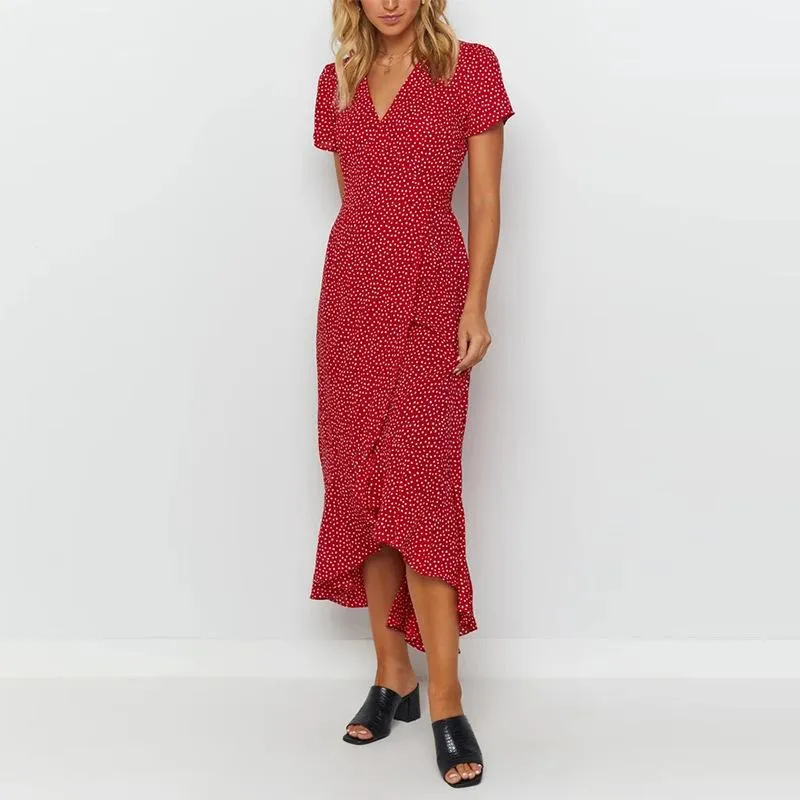 Red Vintage Printed Long Dress