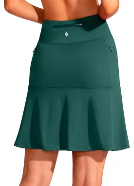 SANTINY 19" Golf Skorts Skirts for Women Zipper Pockets Knee Length Skort Women's High Waist Athletic Tennis Skirt