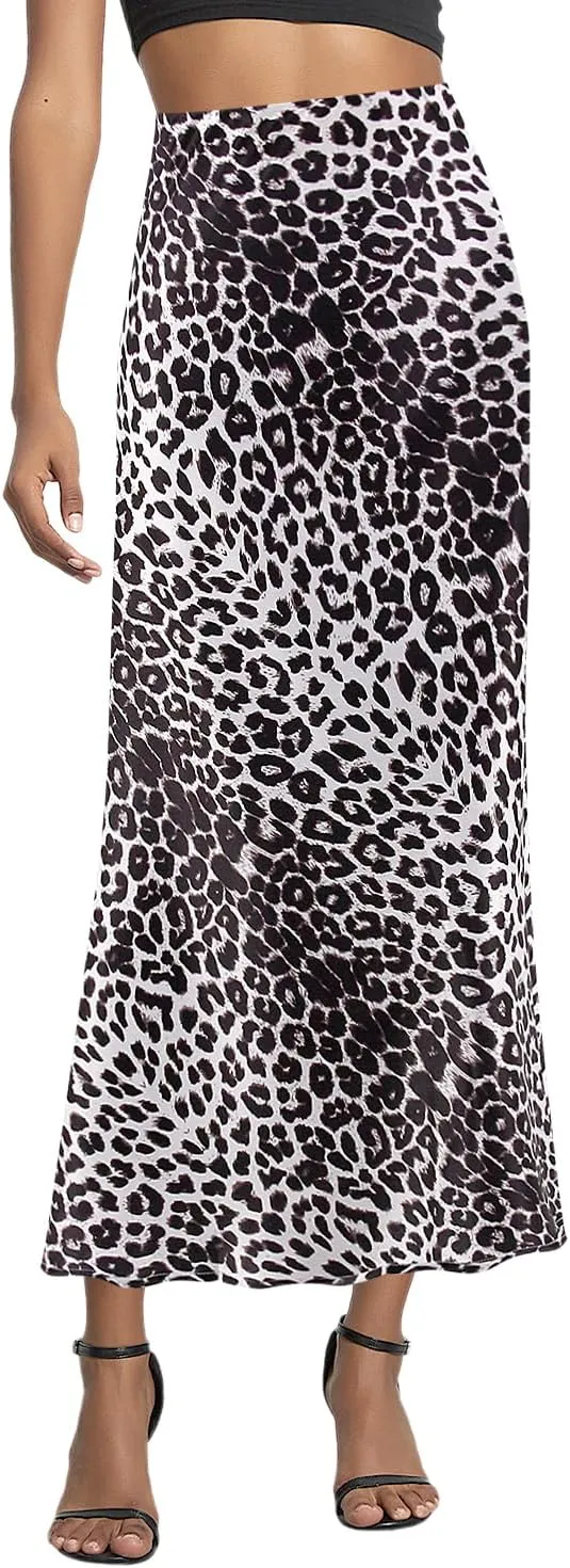 Segreto Women's Maxi Bodycon Wrap Print Skirts Elastic High Waist Long Pencil Skirt Stretchy Slim Fit Flower Fishtail Dress