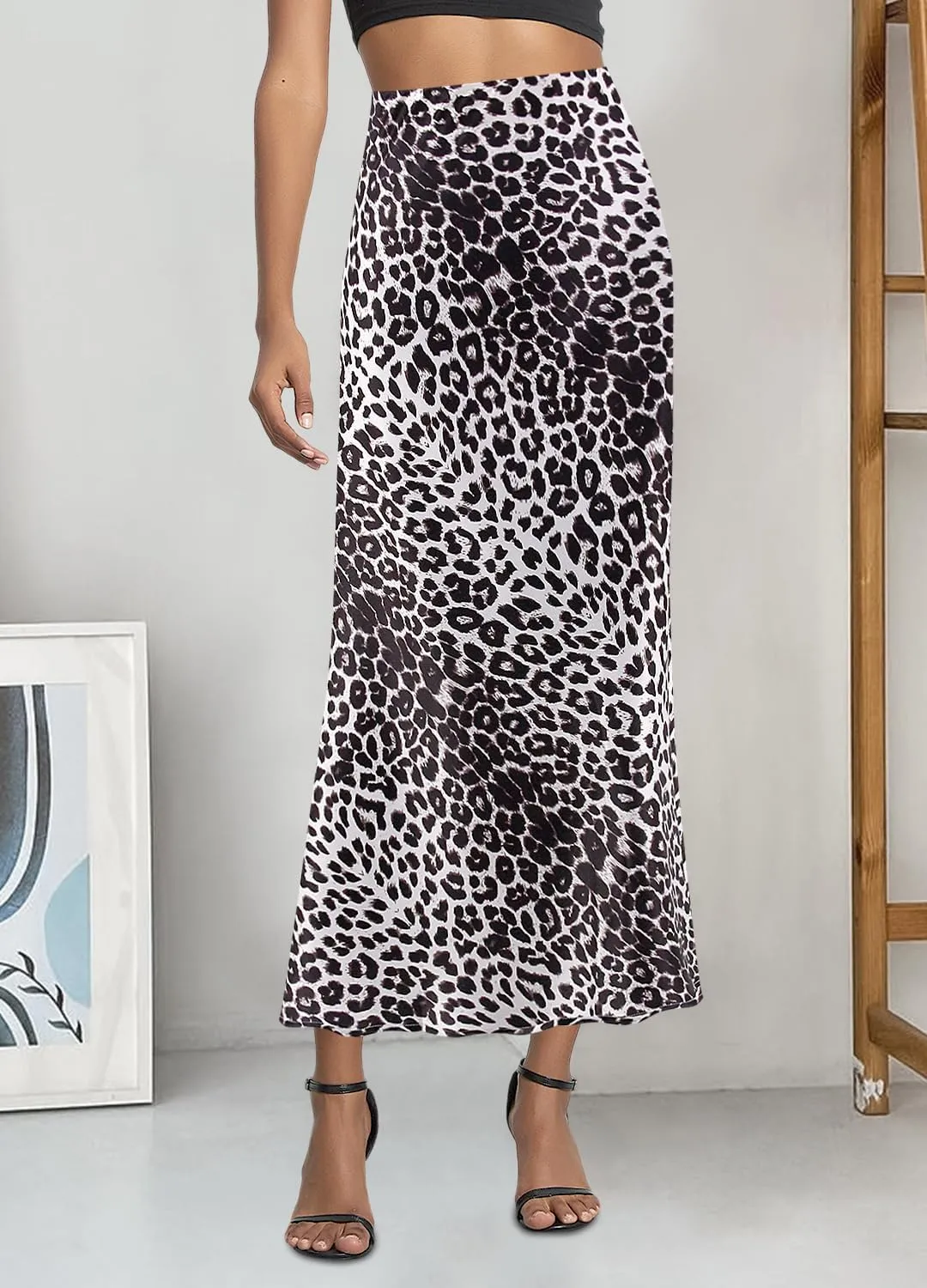 Segreto Women's Maxi Bodycon Wrap Print Skirts Elastic High Waist Long Pencil Skirt Stretchy Slim Fit Flower Fishtail Dress