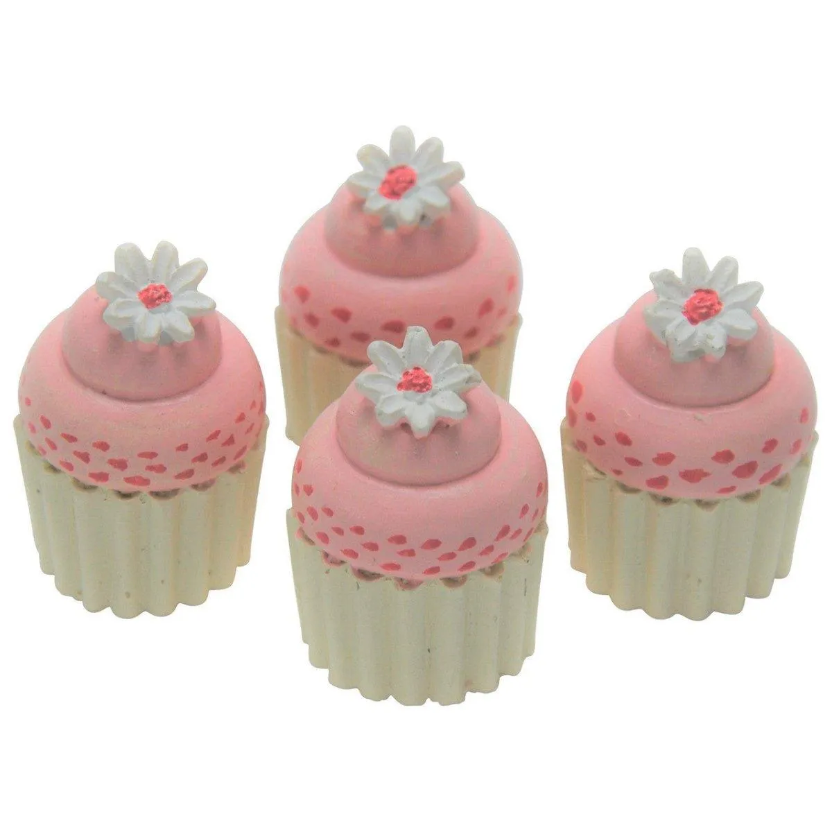 Set of 4 Mini Daisy Cupcakes, Accessory for 18 Inch Dolls