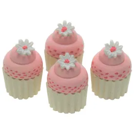 Set of 4 Mini Daisy Cupcakes, Accessory for 18 Inch Dolls