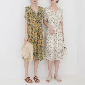 spring new Korean version of Japanese literary V-neck long dress