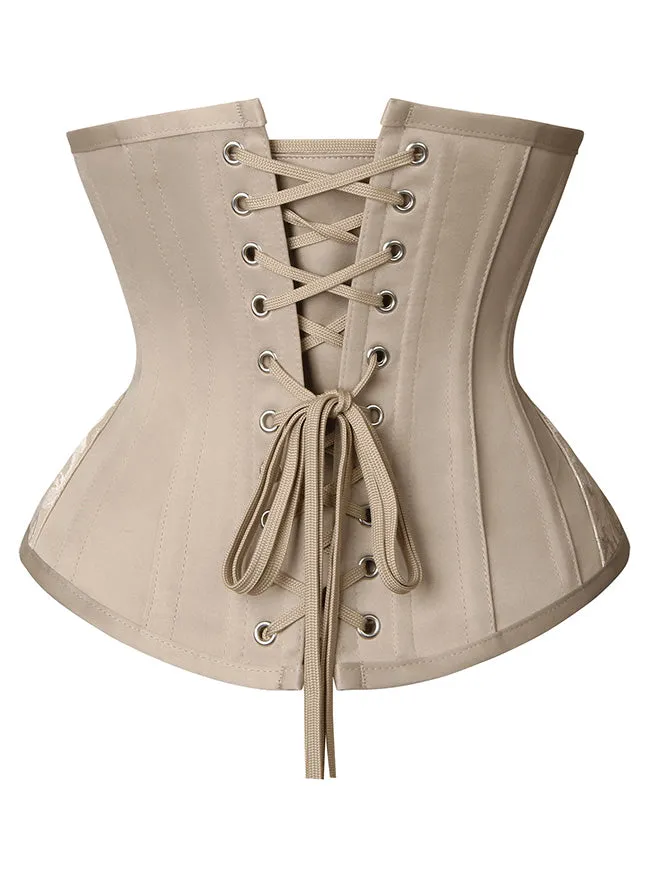 Steel Boned Underbust Corset Women's Heavy Duty Hourglass Waist Trainer Apricot