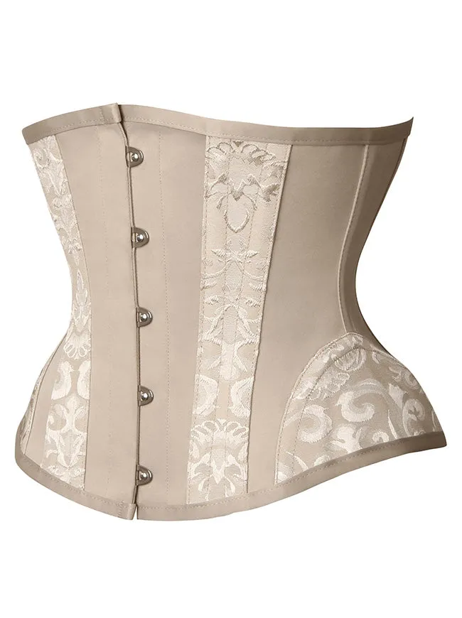 Steel Boned Underbust Corset Women's Heavy Duty Hourglass Waist Trainer Apricot