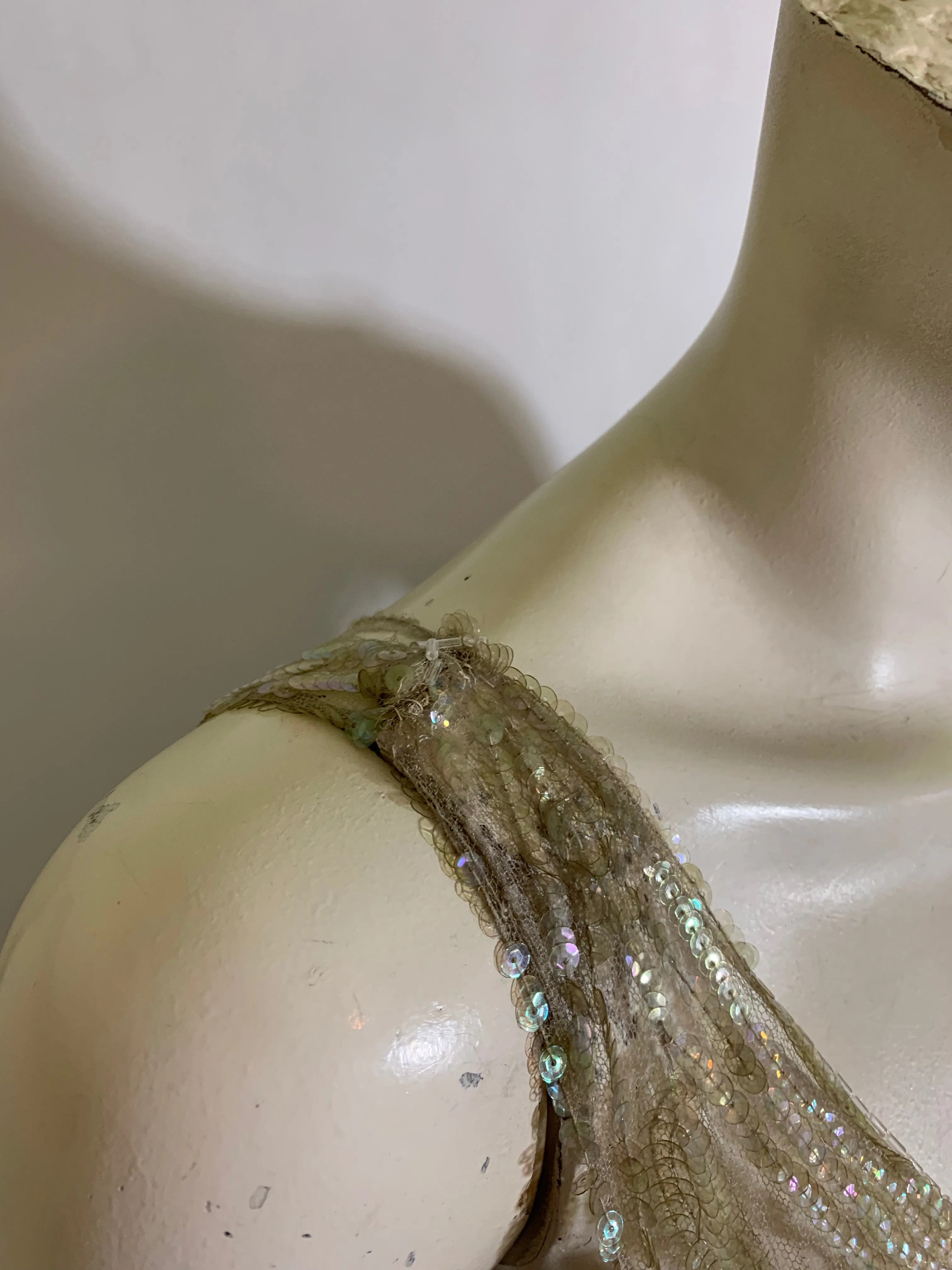Timeless Iridescent Sequined and Beaded Sheer Netting Tabard Dress circa 1920s