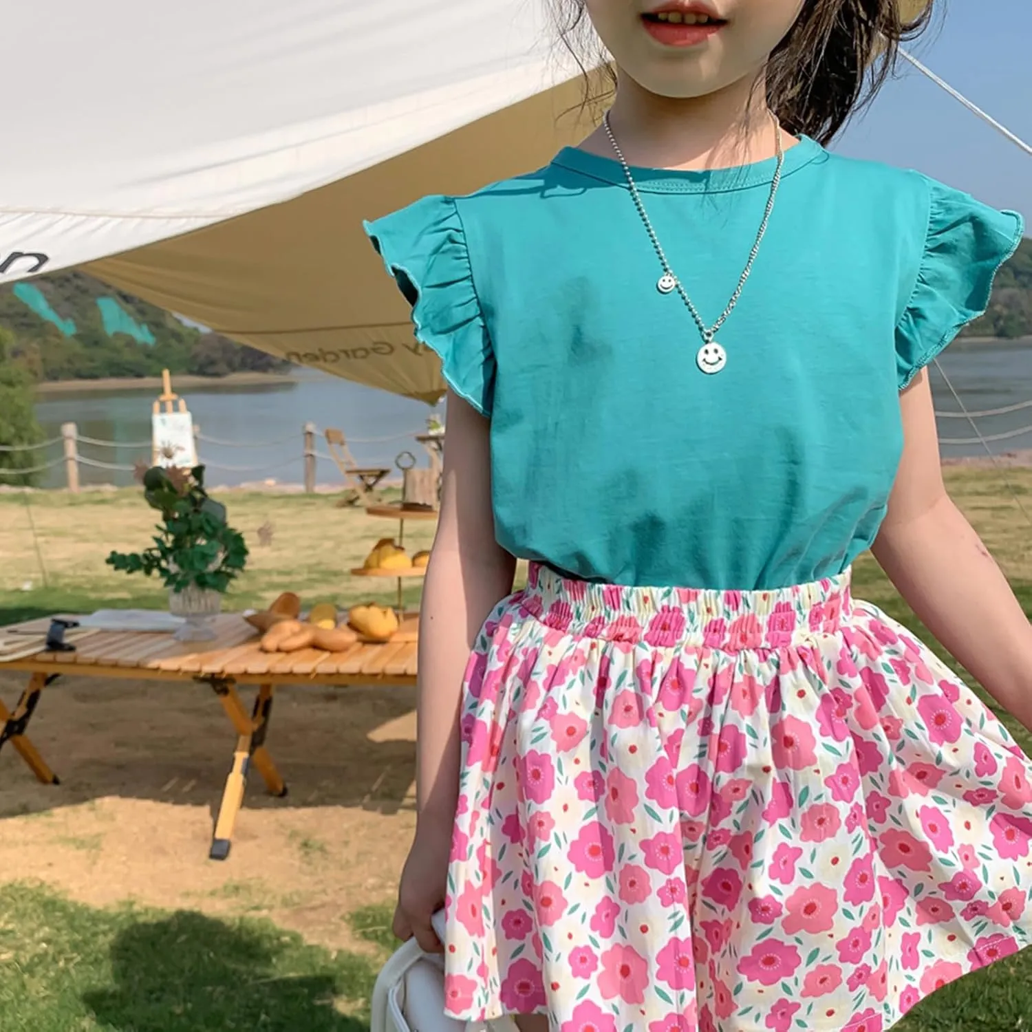 Toddler Girls Ruffle Sleeve T-Shirt Plain Tank Tops Basic Blouse for Girl