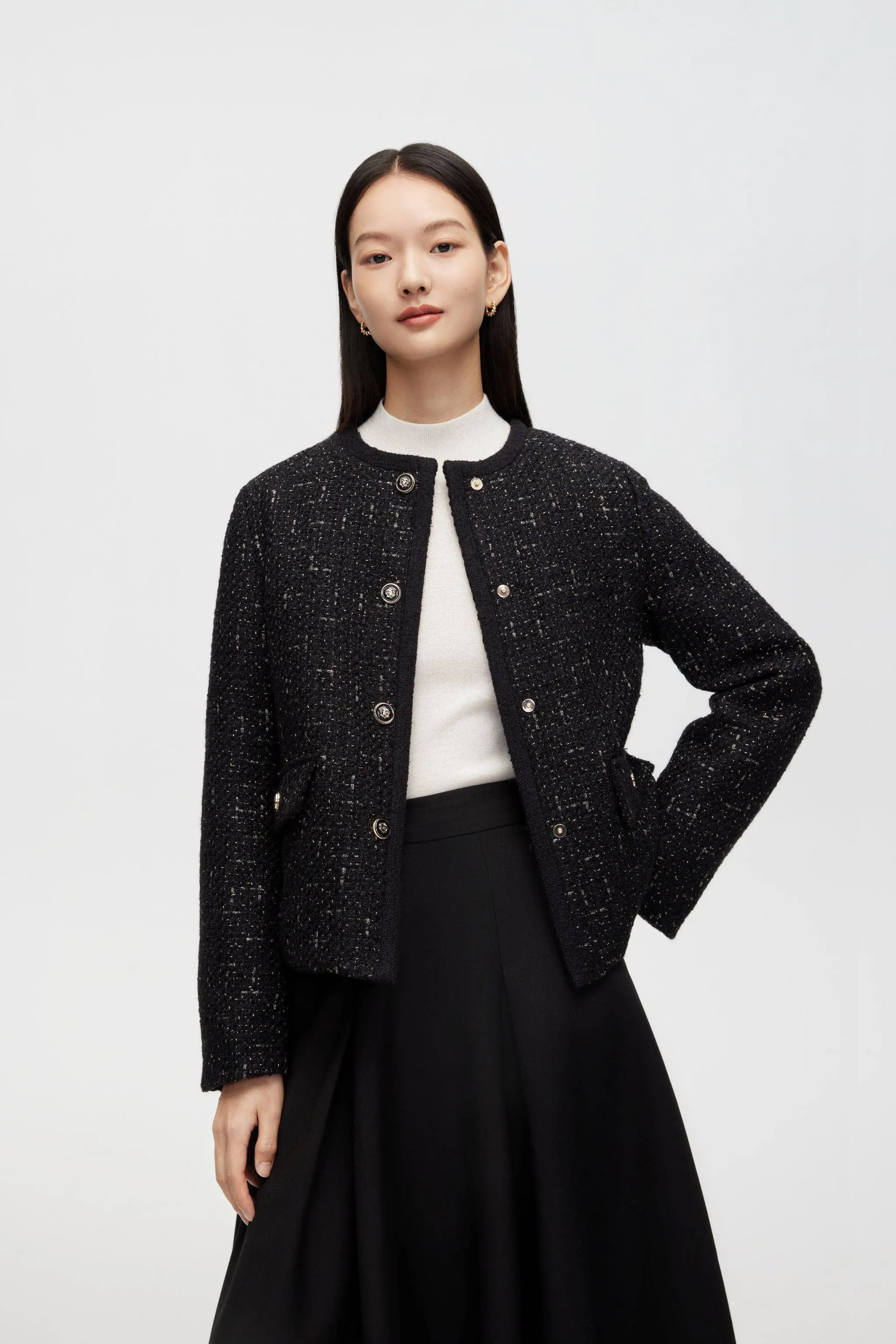 Tweed Goose Down Short Jacket