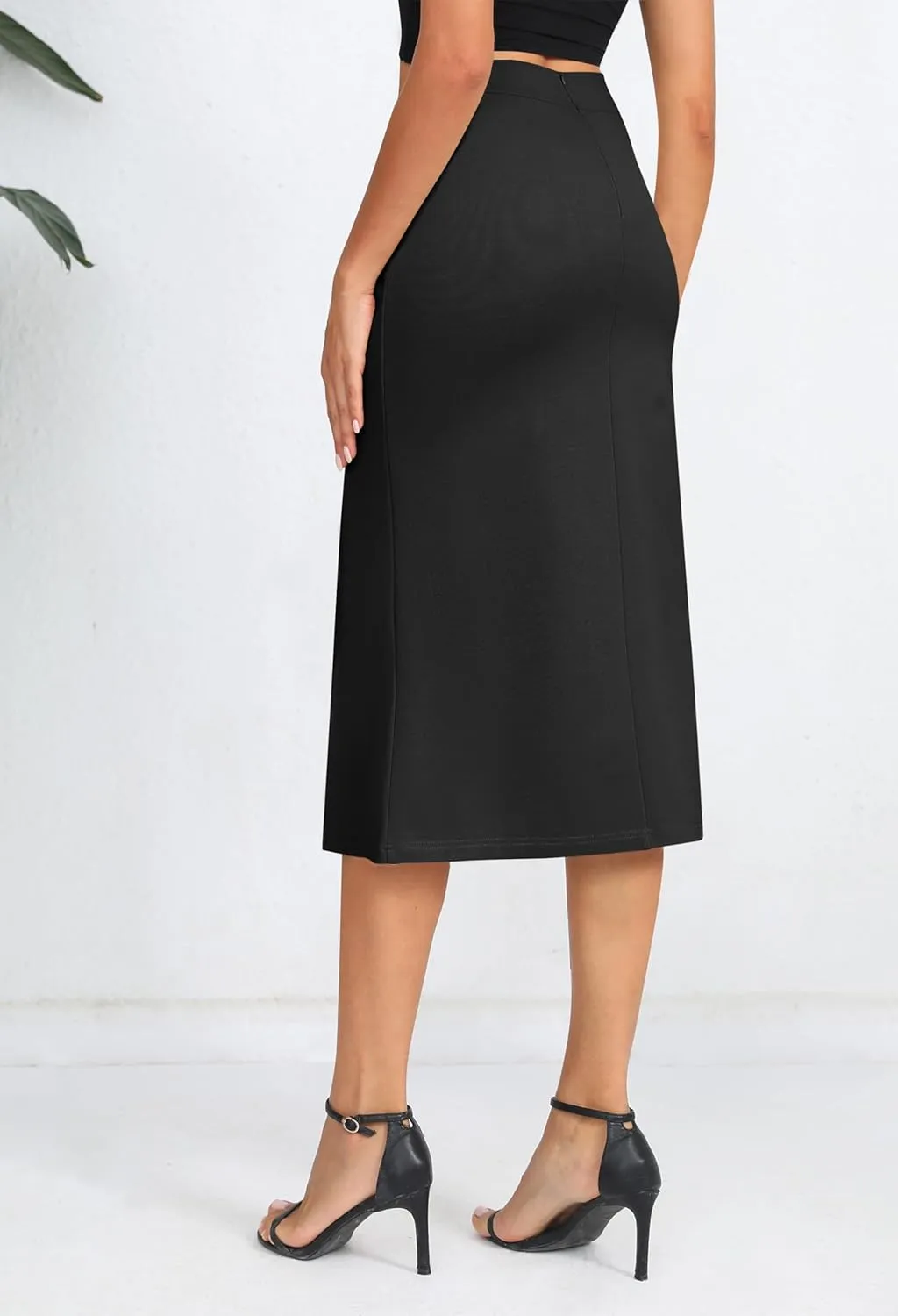 Urban CoCo Women's Stretch Office Fishtail Pencil Skirt High Waist Bodycon Midi Skirt with Slit