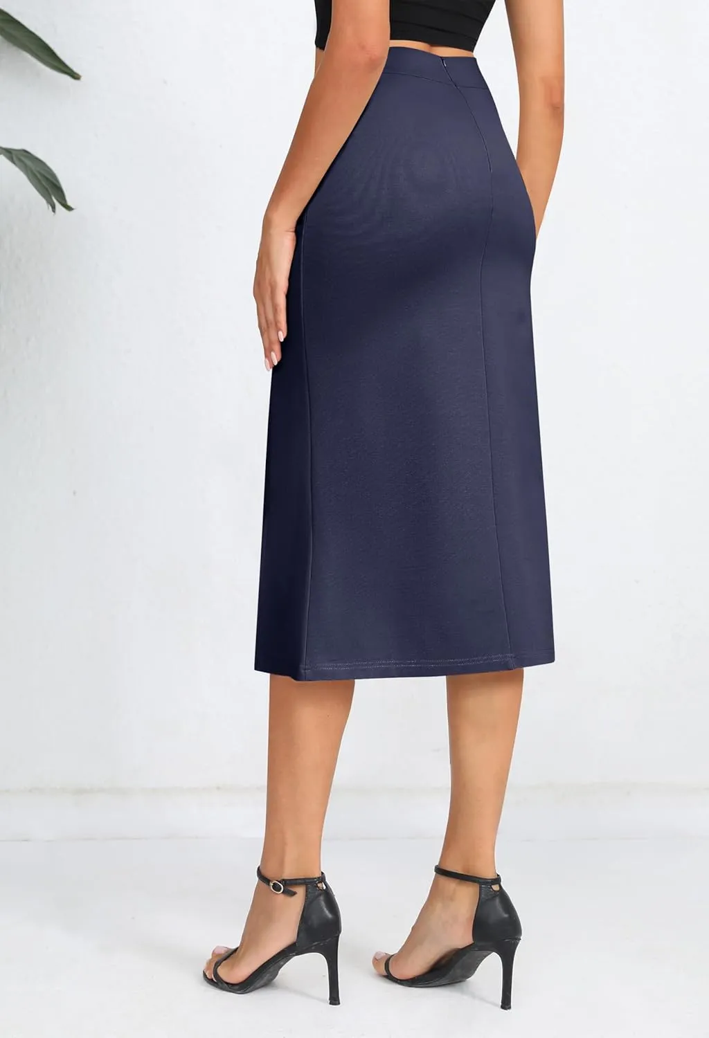 Urban CoCo Women's Stretch Office Fishtail Pencil Skirt High Waist Bodycon Midi Skirt with Slit