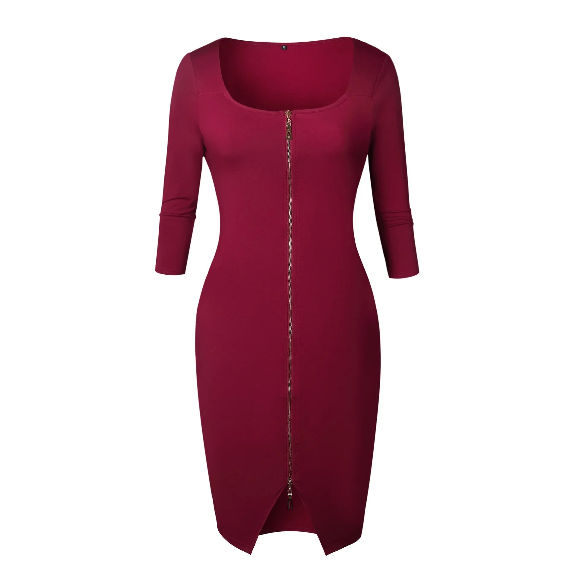 VenusFox Sexy Club Low Cut Zipper Bodycon Dress Fashion Party Dresses