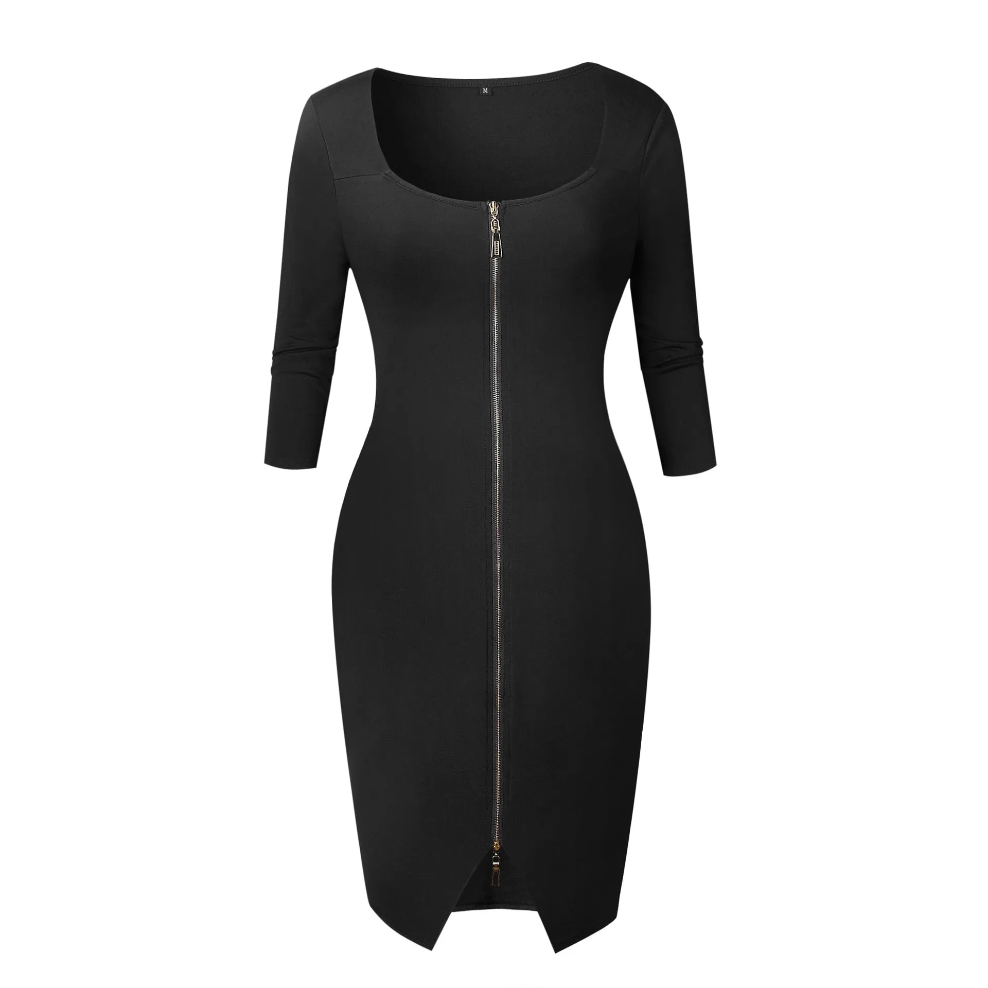 VenusFox Sexy Club Low Cut Zipper Bodycon Dress Fashion Party Dresses