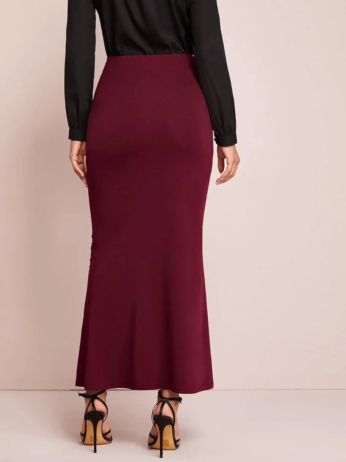 Verdusa Women's Button Front High Waist Fishtail Bodycon Maxi Skirt