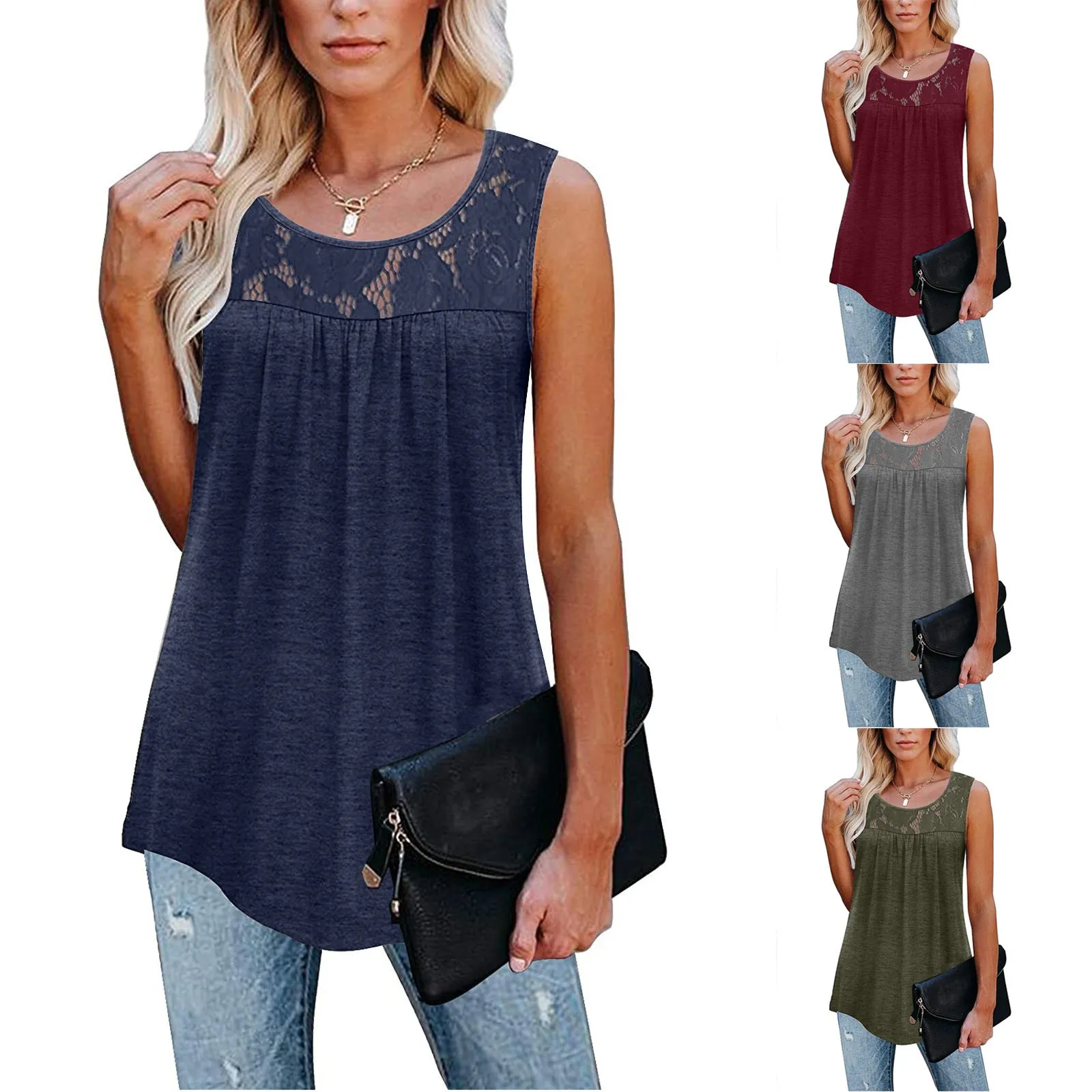 Women Loose O-Neck Tank Tops for  Summer