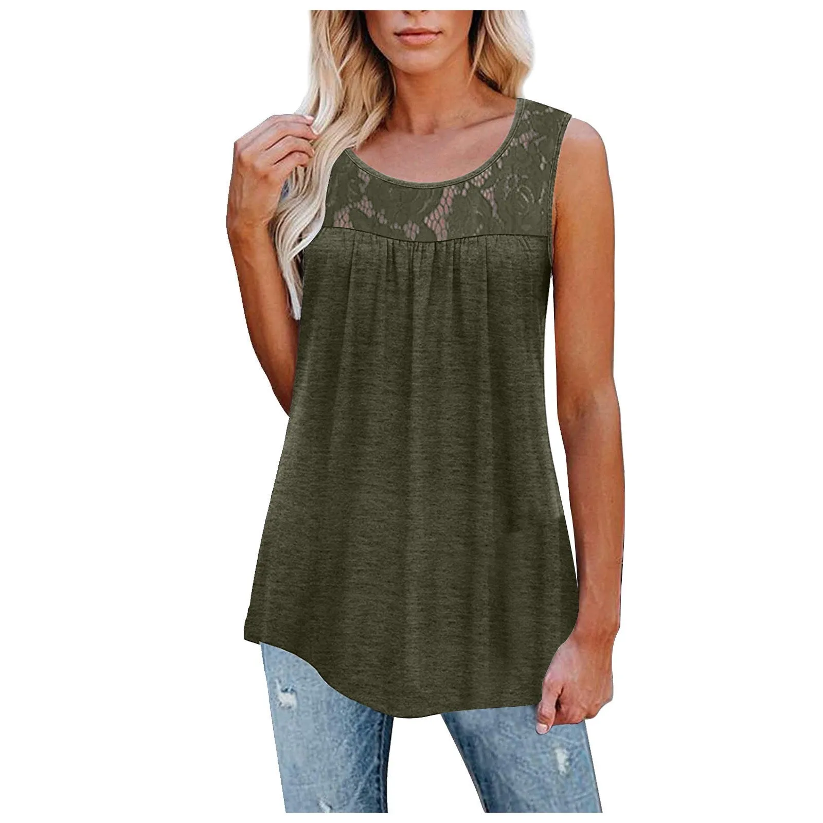 Women Loose O-Neck Tank Tops for  Summer