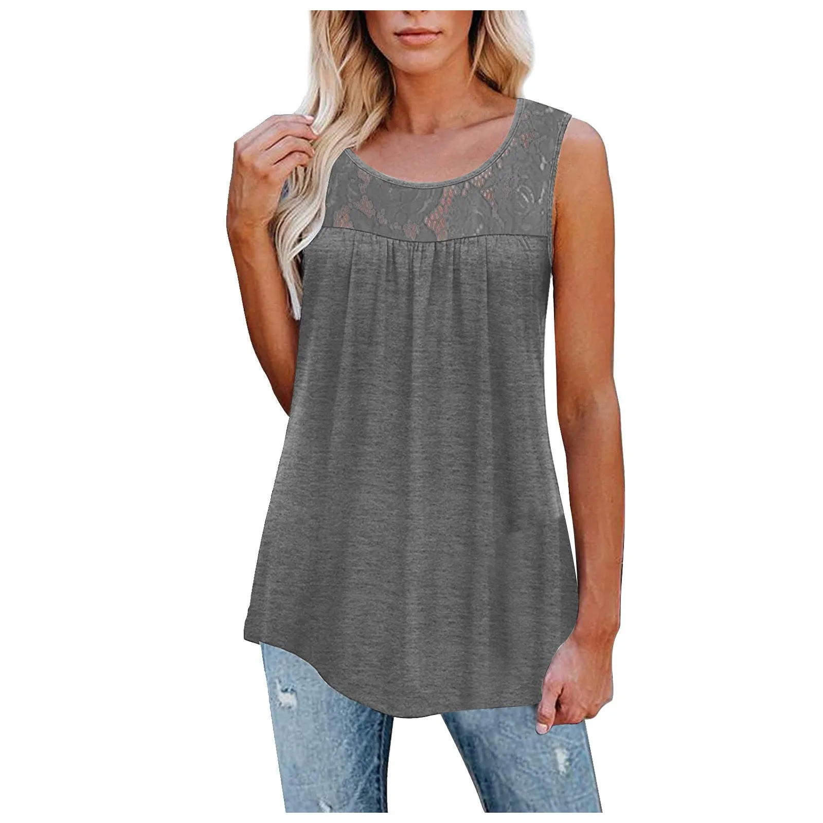 Women Loose O-Neck Tank Tops for  Summer