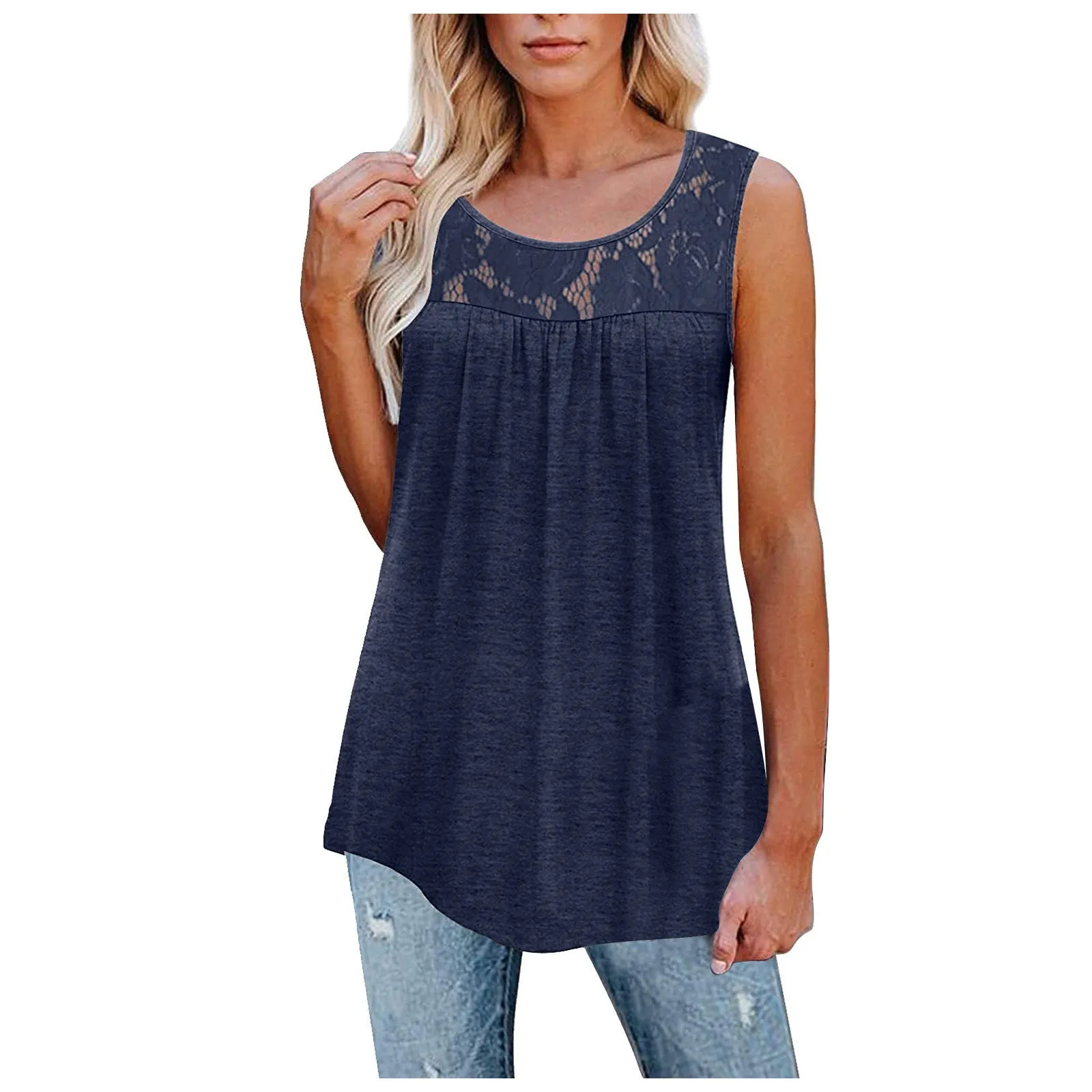 Women Loose O-Neck Tank Tops for  Summer