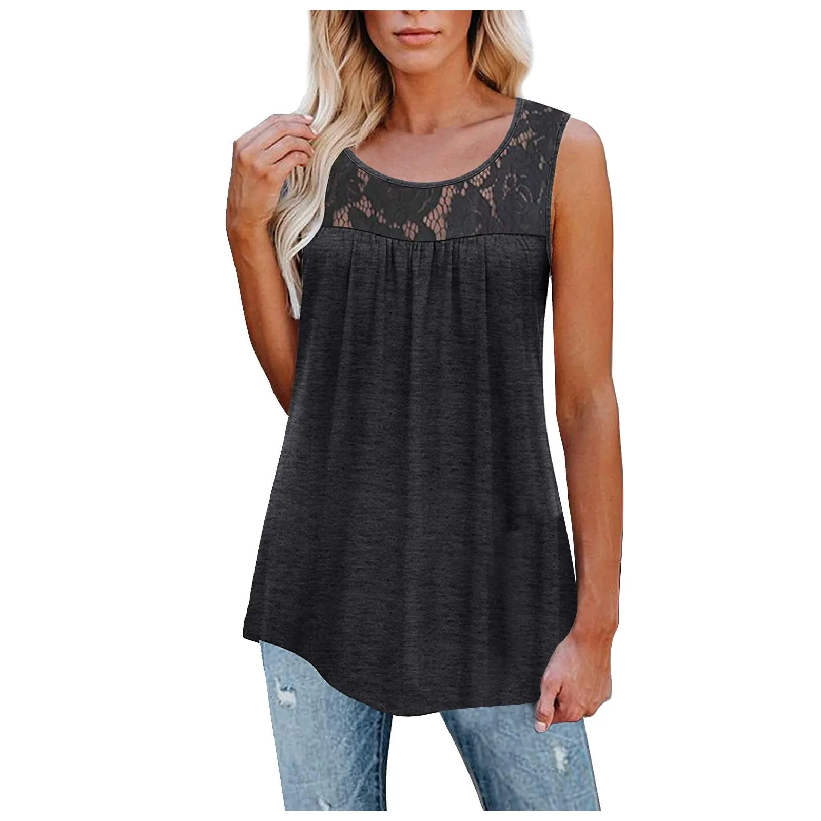 Women Loose O-Neck Tank Tops for  Summer