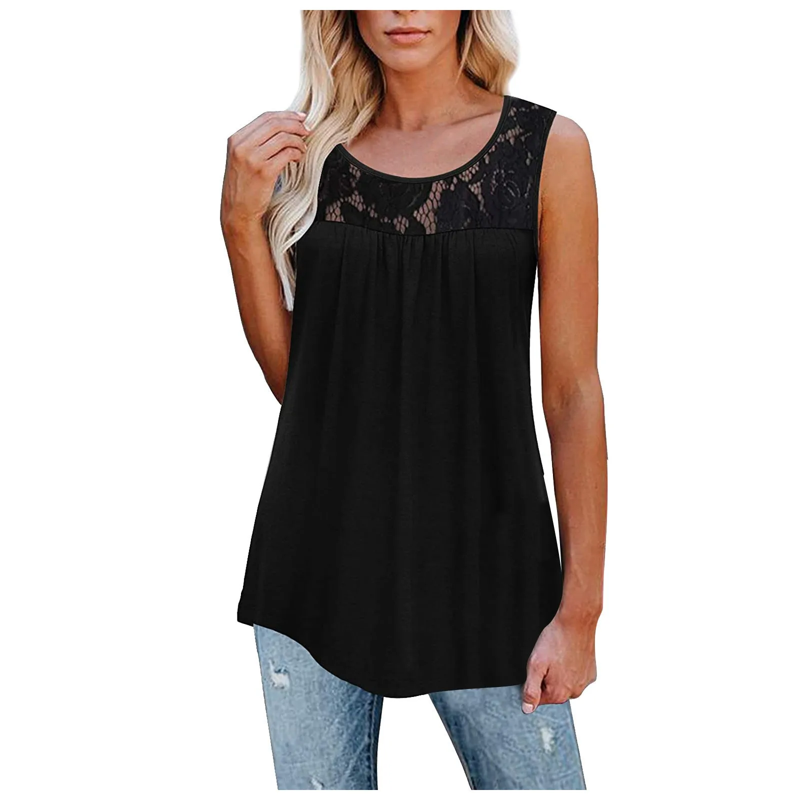 Women Loose O-Neck Tank Tops for  Summer