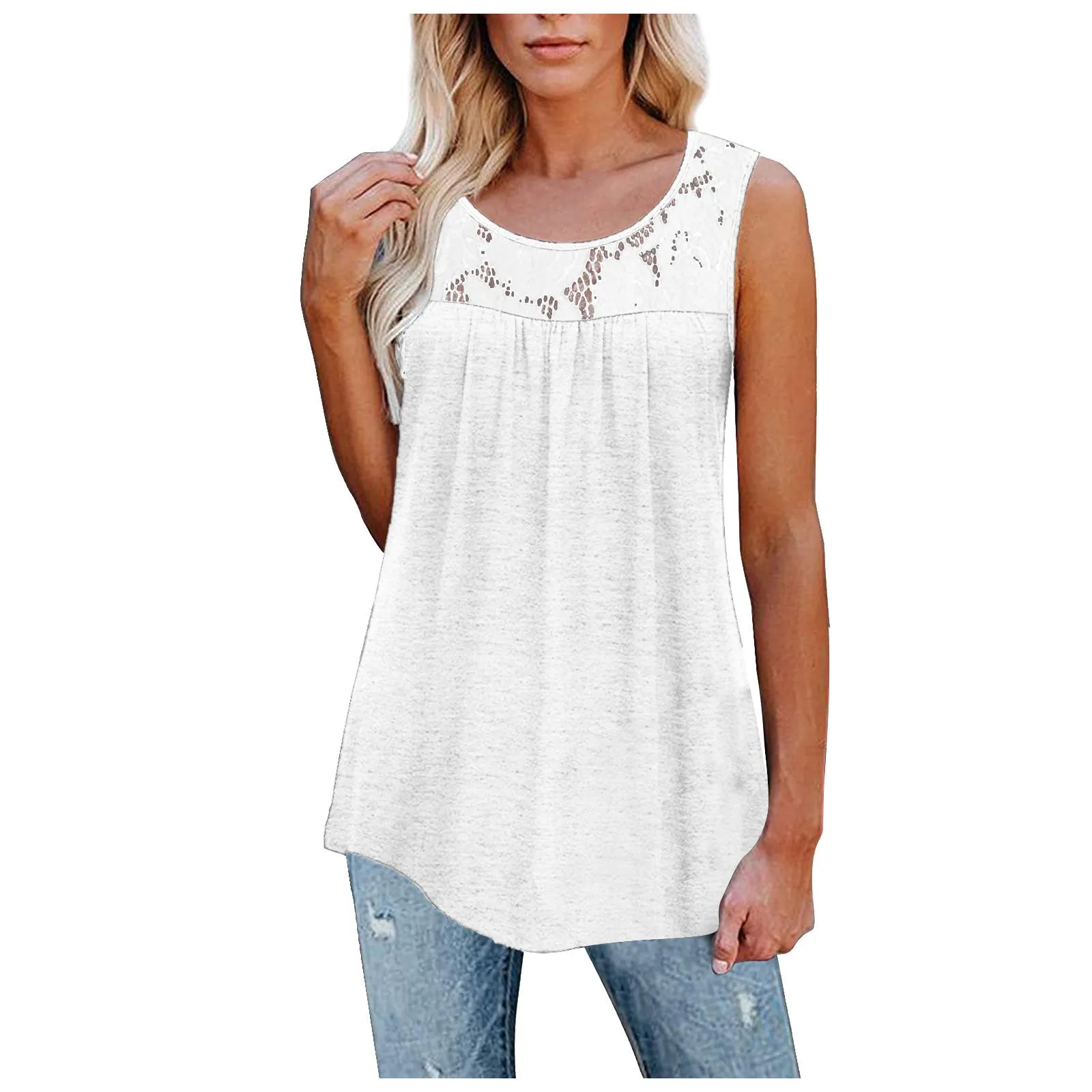 Women Loose O-Neck Tank Tops for  Summer