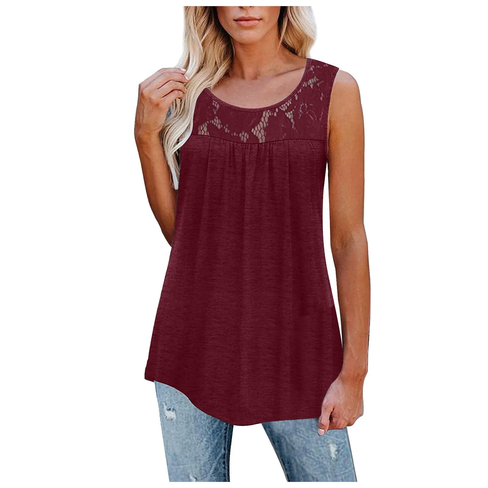 Women Loose O-Neck Tank Tops for  Summer