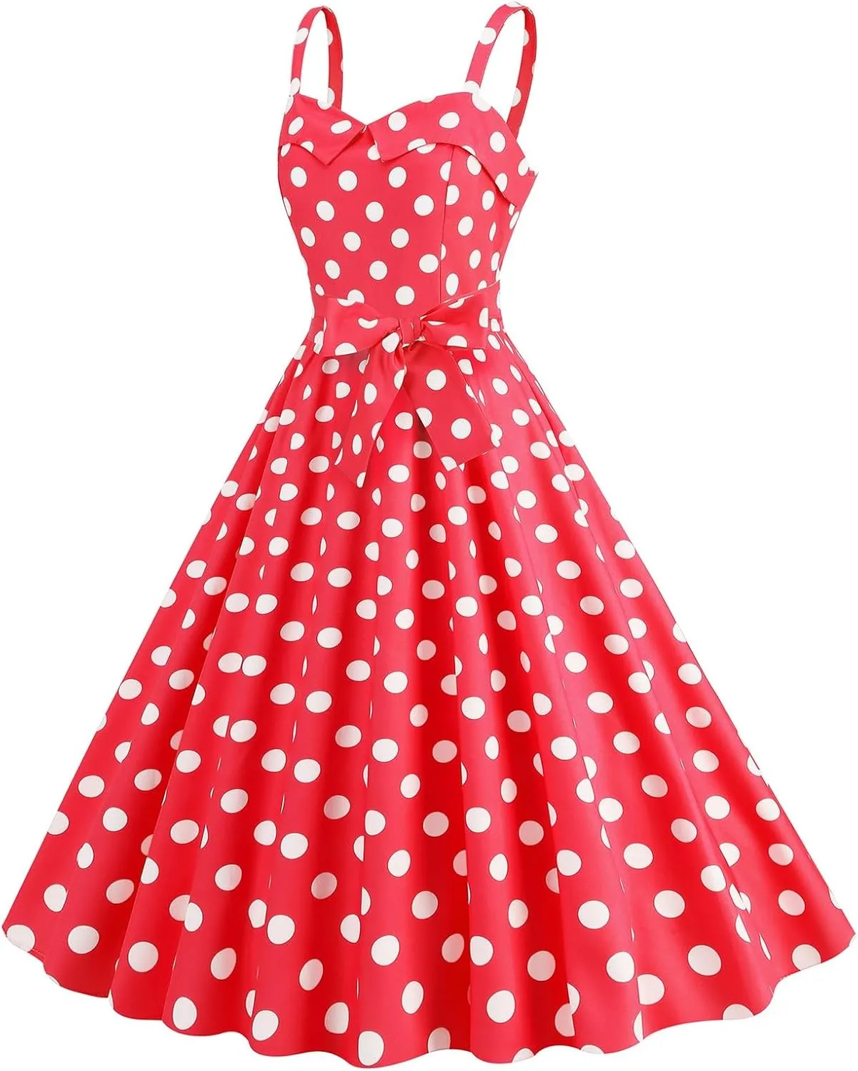 Women Vintage Polka Dot 1950s Rockabilly Halter Hepburn Dress Retro Polka Dot Evening Cocktail Swing Dresses
