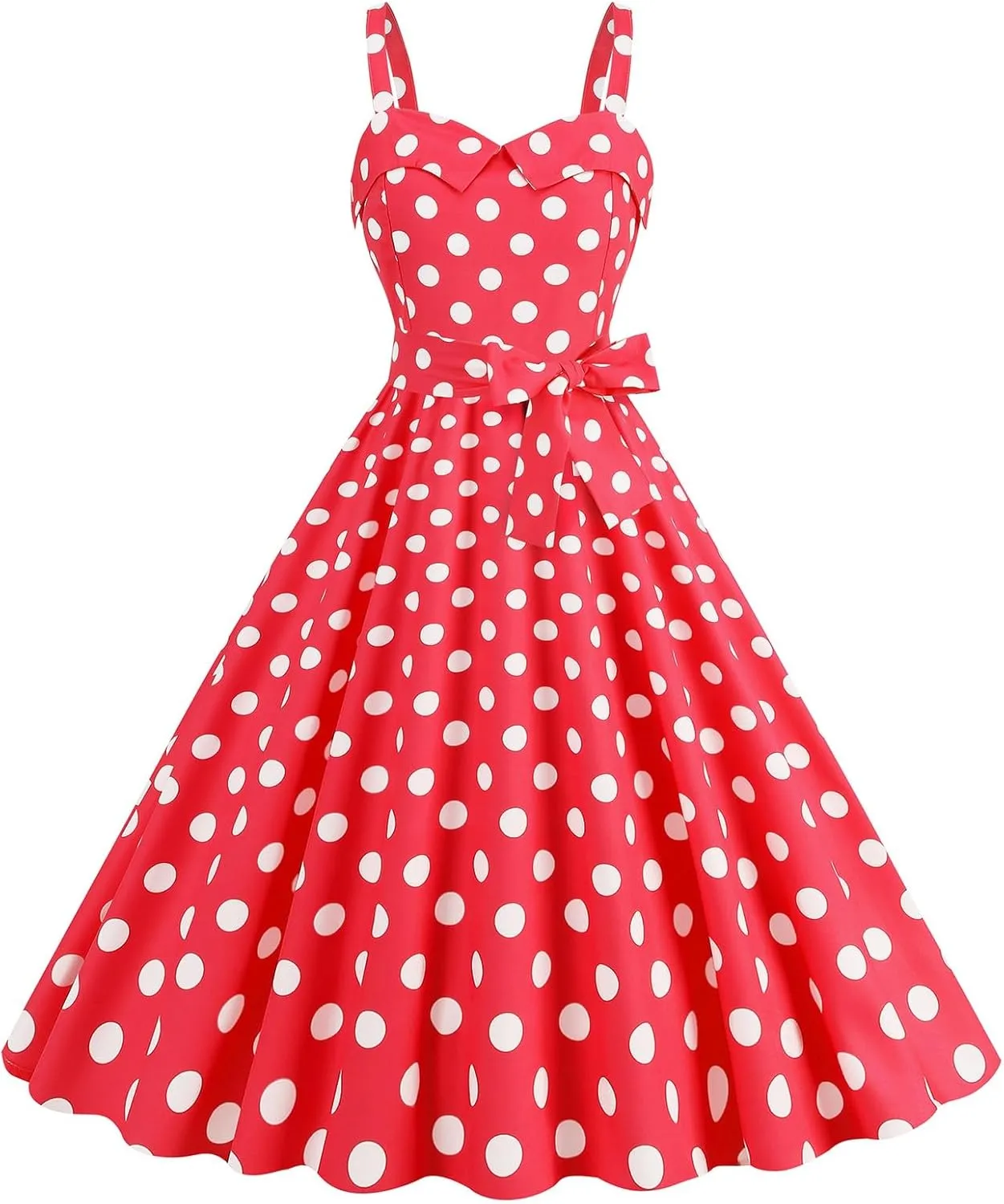 Women Vintage Polka Dot 1950s Rockabilly Halter Hepburn Dress Retro Polka Dot Evening Cocktail Swing Dresses