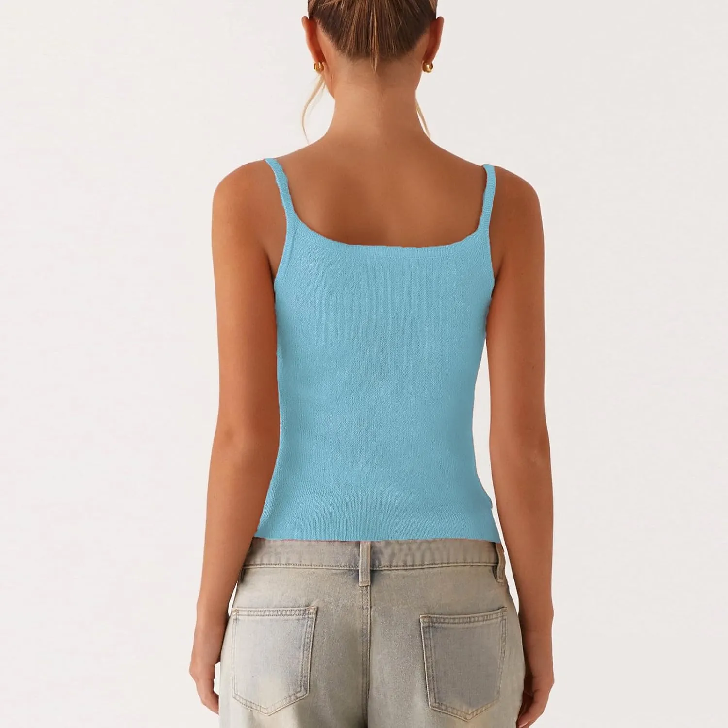 Women Y2K Sequin Starfish Tank Top Sleeveless Glitter Knit Crop Cami Top Sparkly Star Print Going Out Vest Streewear
