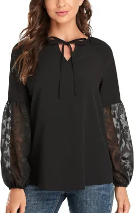 Women's Casual Boho Floral Printed round Neck Long Sleeve Shirt Loose Blouses Tops