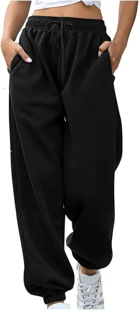 Womens Cinch Bottom Sweatpants Casual High Waisted Avtive Workout Joggers Trendy Plus Size Pants Fall Fashion Outfits