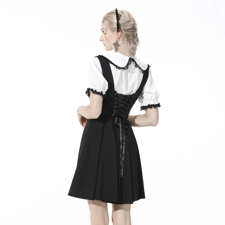 Women's Gothic Pleated Black Suspender Skirts