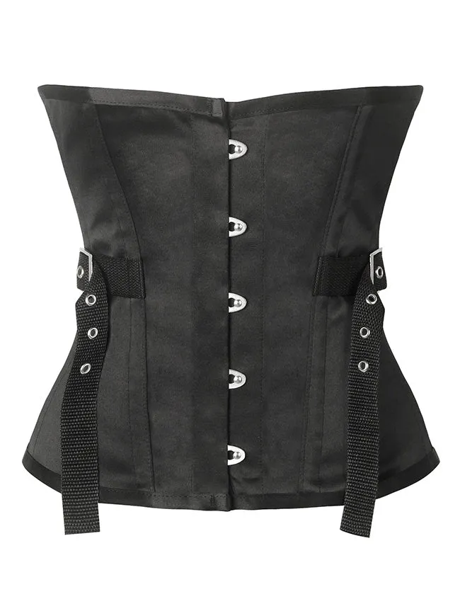 Women's Punk Steel Boned Waist Cincher Underbust Corset with Buckle Belt