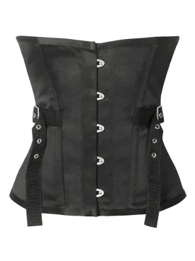 Women's Punk Steel Boned Waist Cincher Underbust Corset with Buckle Belt