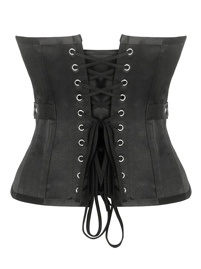 Women's Punk Steel Boned Waist Cincher Underbust Corset with Buckle Belt