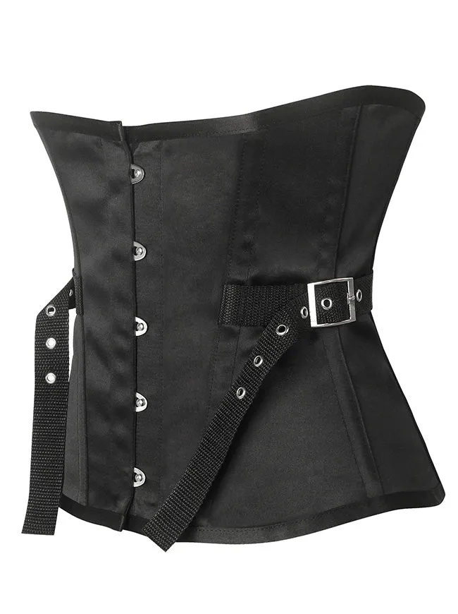 Women's Punk Steel Boned Waist Cincher Underbust Corset with Buckle Belt