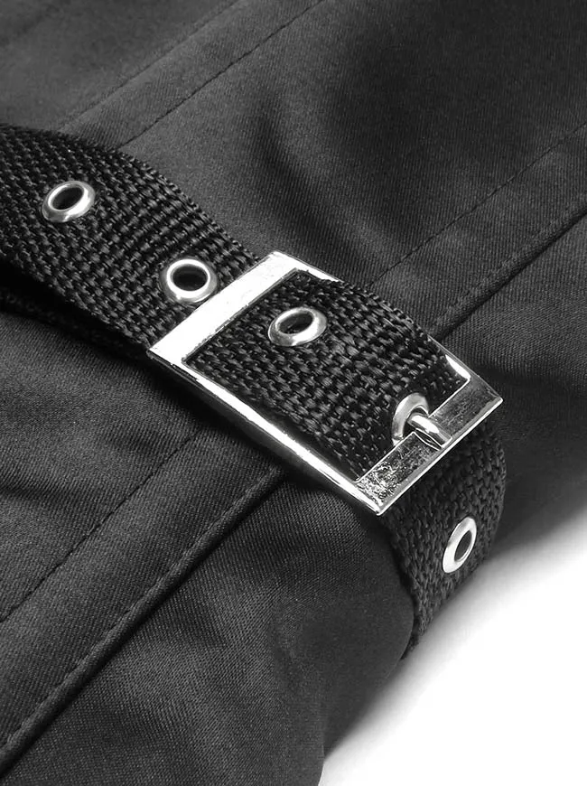 Women's Punk Steel Boned Waist Cincher Underbust Corset with Buckle Belt