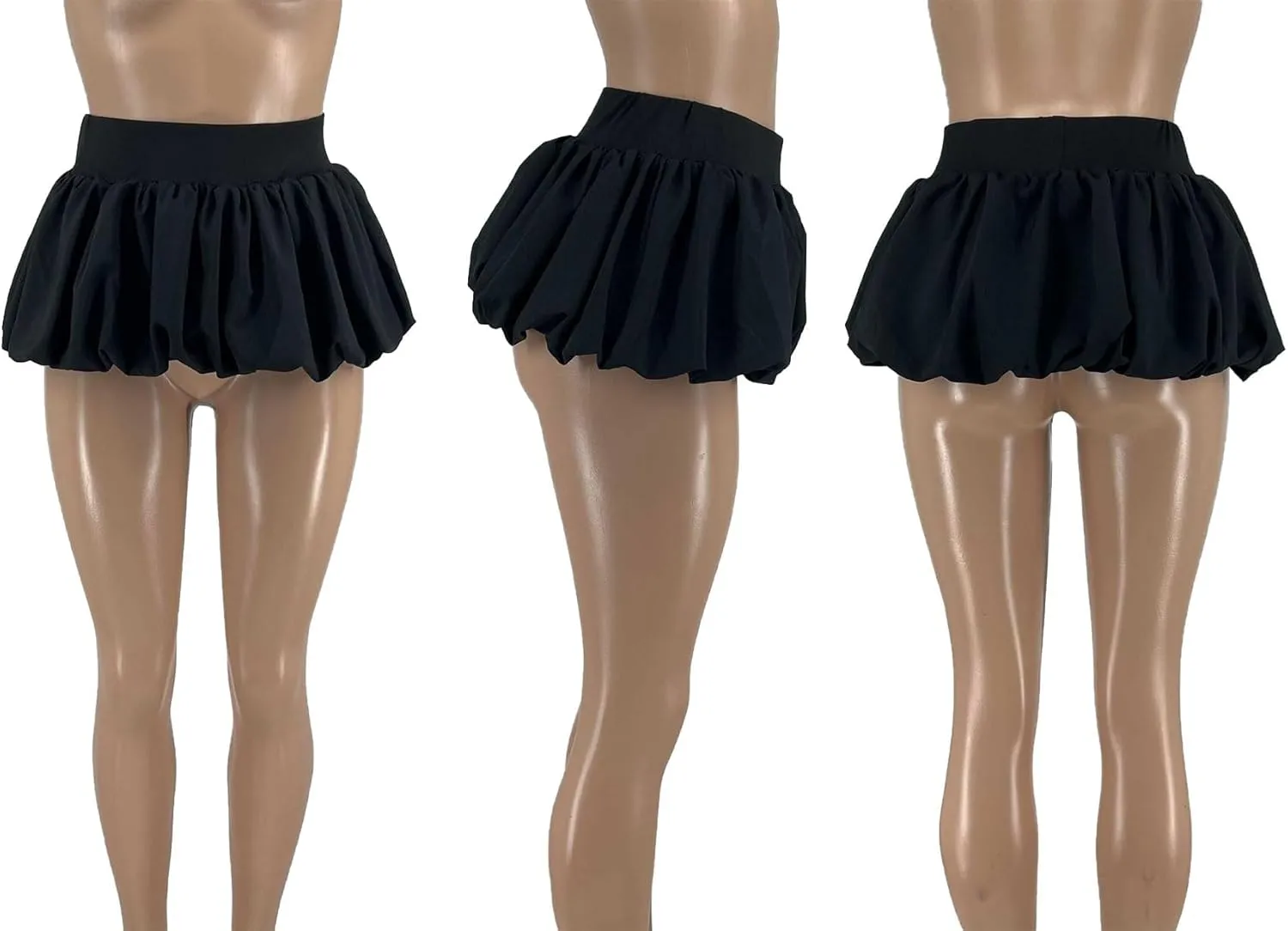 XZLUFNY Women Y2K Bubble Short Skirt Elastic High Waist Pleated Puffy Balloon Mini Skirts