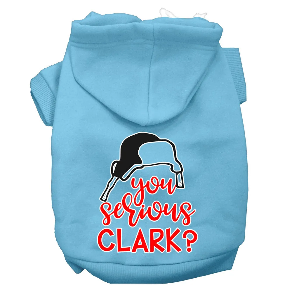 You Serious Clark? Screen Print Dog Hoodie Baby Blue Xxxl