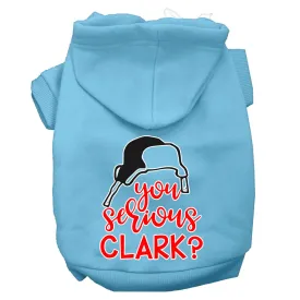 You Serious Clark? Screen Print Dog Hoodie Baby Blue Xxxl