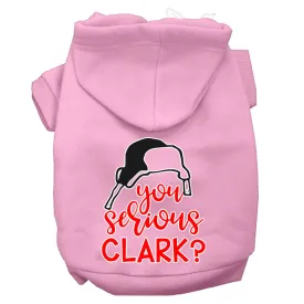 You Serious Clark? Screen Print Dog Hoodie Light Pink S